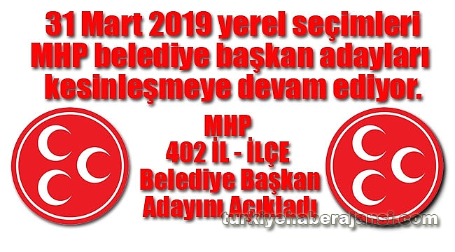 MHP 402 belediye başkan adayını açıkladı MHP 402 belediye başkan adayını açıkladı
