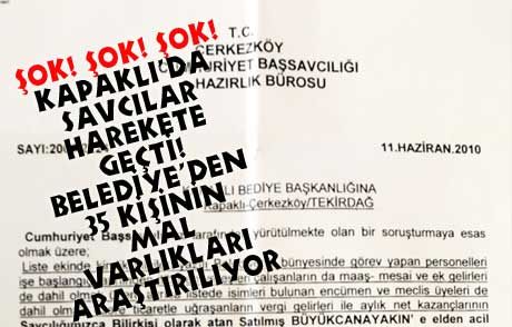 Kapaklı'da Savcılık Harekete Geçti 