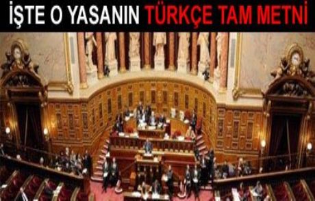İşte O Yasanın Türkçe Tam Metni