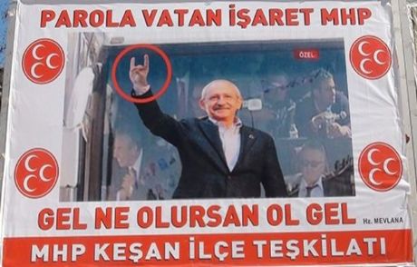 Kılıçdaroğlu'nun Bozkurt İşareti Mhp'ye İlan Oldu