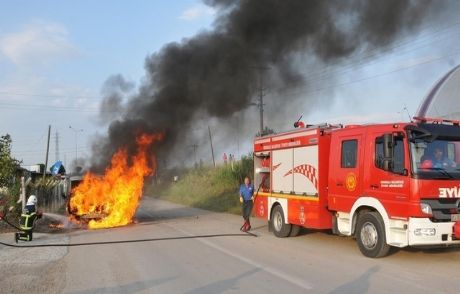 Kırıkkale'de Minibüs Yangını