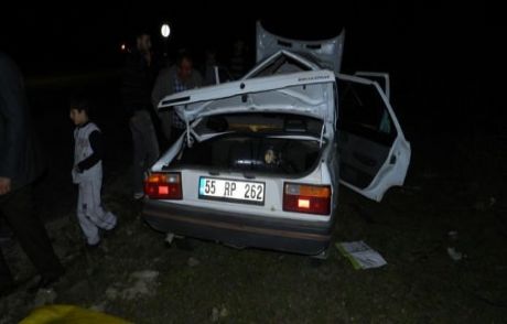 Samsun'da Otomobil Devrildi