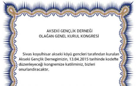 Akseki Gençlik Derneği Genel Kurul İlanı