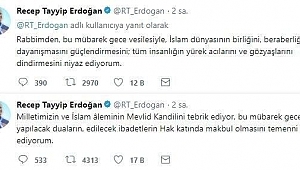 Cumhurbaşkanı Erdoğan'dan Mevlid Kandili Mesajı