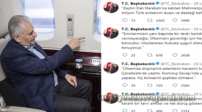 Başbakan Yıldırım’dan Afrin Tweetleri
