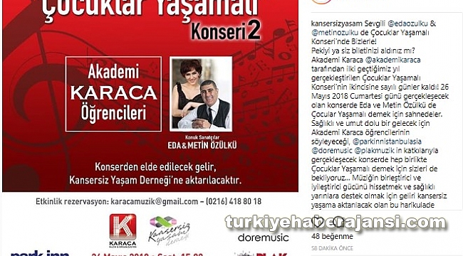 Eda-Metin Özülkü çifti 'Çocuklar Yaşamalı' konserinde