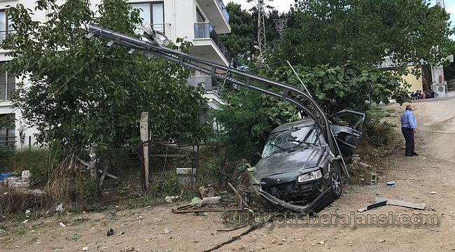 Otomobil, Elektrik Direğine Çarptı: 1 Yaralı