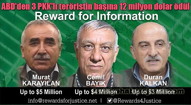 ABD'den 3 PKK'lı Teröristin Başına 12 Milyon Dolar Ödül