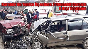 Karabük'ün Yenice İlçesinde 2 Otomobil Çarpıştı, 6 Kişi Yaralandı