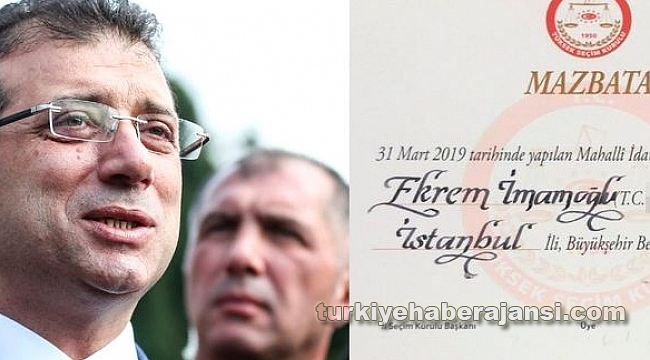 Ekrem İmamoğlu mazbatasını aldı