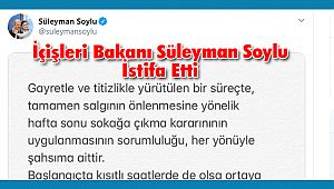 İçişleri Bakanı Süleyman Soylu İstifa Etti