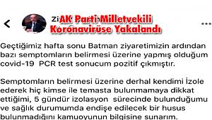 AK Parti Batman Milletvekili Ziver Özdemir Koronavirüse Yakalandı