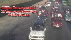 Düğün Konvoyundaki 27 Araç ve 8 Sürücüye 9 Bin TL Ceza
