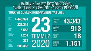 Türkiye'de Can kaybı 5563'e, Vaka Sayısı 223 bin 315'e Yükseldi