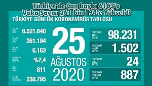 Türkiye'de Can kaybı 6163’e Vaka Sayısı 261 bin 194’e Yükseldi