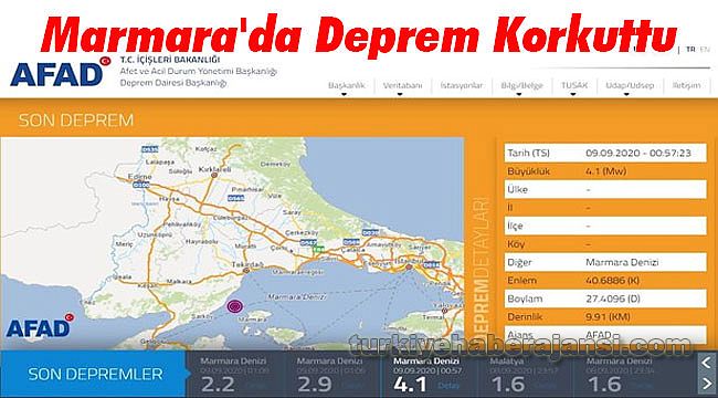 Marmara'da Deprem Korkuttu