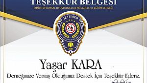 İzmir TUMED Duayen Gazeteci Kara'ya TEŞEKKÜR belgesi verdi
