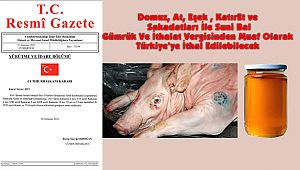 Domuz, At, Eşek , KatırEt ve Sakadatları İle Suni Bal İthalatına İzin