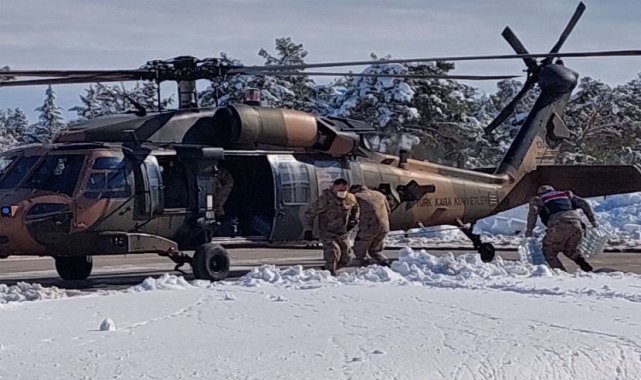 Gaziantep'te Mahsur Kalan Vatandaşlara Helikopter Desteği
