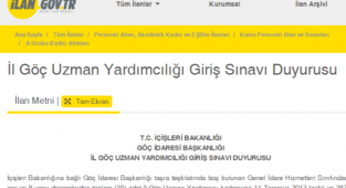 İl göç uzman yardımcılığı giriş sınavı duyurusu