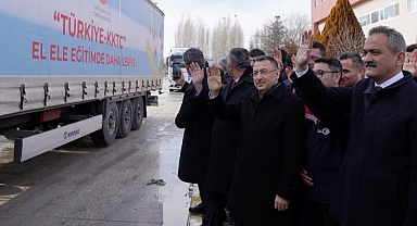 Eğitim materyalleri KKTC'ye uğurlandı