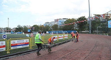 Hasbahçe Spor Sahası’nda Tartan Pist ve Yürüyüş Yolu Çalışmaları Başladı