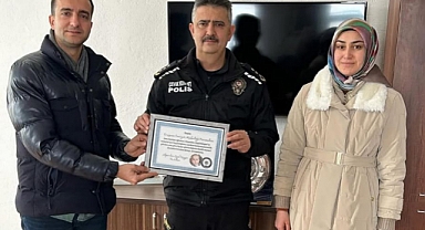 Erzincan Emniyet Müdürlüğüne Teşekkür Plaketi 