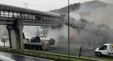 Düzce’de seyir halindeki tırın dorsesinde yangın çıktı