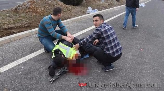 Durmadı Çarptı! Polis Memuru Kanlar İçinde Kaldı