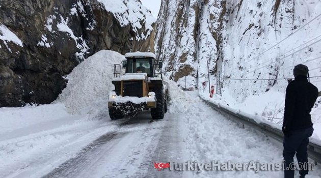 Karayoluna 4 Noktada Çığ Düştü